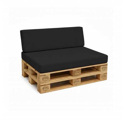 2er Set Palettenkissen - Sitzkissen 120x80 + Rückenkissen 120x40, Schwarz