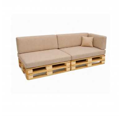 6er Set Palettenkissen - 2x Sitzkissen + 2x Rückenkissen + Seitenkissen + Dekokissen, Beige