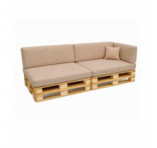 6er Set Palettenkissen - 2x Sitzkissen + 2x Rückenkissen + Seitenkissen + Dekokissen, Beige