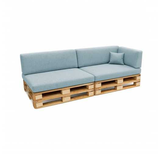 6er Set Palettenkissen - 2x Sitzkissen + 2x Rückenkissen + Seitenkissen + Dekokissen, Blau