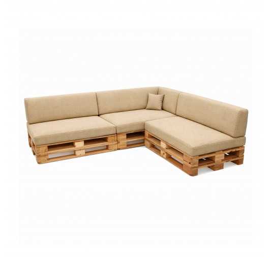 8er Set Palettenkissen - 3x Sitzkissen + 3x Rückenkissen + Seitenkissen + Dekokissen Beige