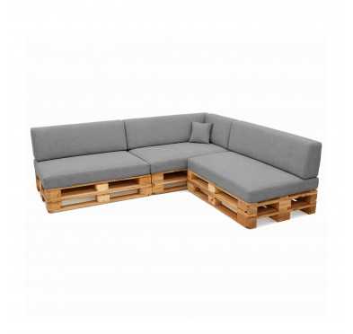 8er Set Palettenkissen - 3x Sitzkissen + 3x Rückenkissen + Seitenkissen + Dekokissen Grau