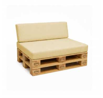 2er Set Palettenkissen - Sitzkissen 120x80 + Rückenkissen 120x40, Wasserabweisend, Beige