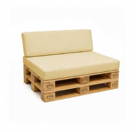 2er Set Palettenkissen - Sitzkissen 120x80 + Rückenkissen 120x40, Wasserabweisend, Beige