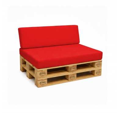 2er Set Palettenkissen - Sitzkissen 120x80 + Rückenkissen 120x40, Wasserabweisend, Rot