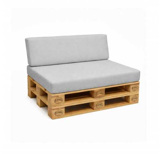 2er Set Palettenkissen - Sitzkissen 120x80 + Rückenkissen 120x40, Wasserabweisend, Grau