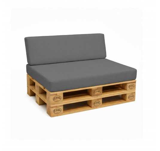 2er Set Palettenkissen - Sitzkissen 120x80 + Rückenkissen 120x40, Wasserabweisend, Anthrazit