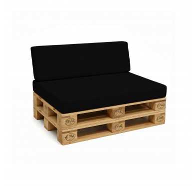 2er Set Palettenkissen - Sitzkissen 120x80 + Rückenkissen 120x40, Wasserabweisend, Schwarz