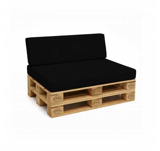 2er Set Palettenkissen - Sitzkissen 120x80 + Rückenkissen 120x40, Wasserabweisend, Schwarz