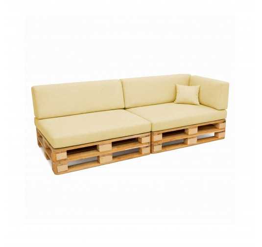6er Set Palettenkissen - 2x Sitzkissen + 2x Rückenkissen + Seitenkissen + Dekokissen, Wasserabweisend, Beige