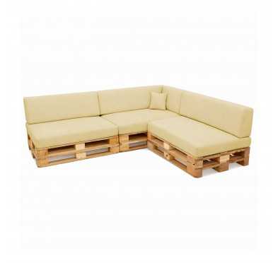 8er Set Palettenkissen - 3x Sitzkissen + 3x Rückenkissen + Seitenkissen + Dekokissen Wasserabweisend, Beige