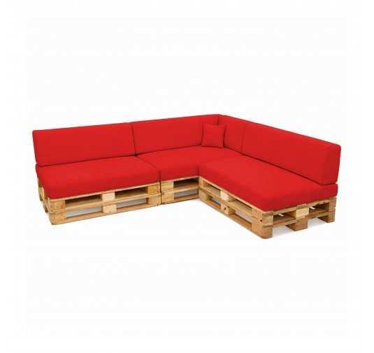 8er Set Palettenkissen - 3x Sitzkissen + 3x Rückenkissen + Seitenkissen + Dekokissen Wasserabweisend, Rot