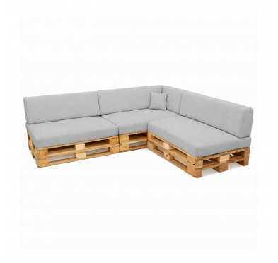 8er Set Palettenkissen - 3x Sitzkissen + 3x Rückenkissen + Seitenkissen + Dekokissen Wasserabweisend, Grau