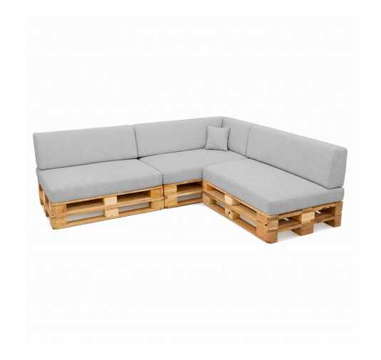 8er Set Palettenkissen - 3x Sitzkissen + 3x Rückenkissen + Seitenkissen + Dekokissen Wasserabweisend, Grau