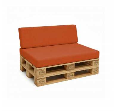 2er Set Palettenkissen - Sitzkissen 120x80 + Rückenkissen 120x40, Orange