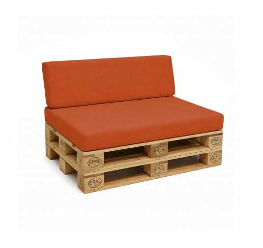 2er Set Palettenkissen - Sitzkissen 120x80 + Rückenkissen 120x40, Orange