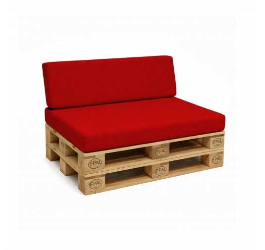 2er Set Palettenkissen - Sitzkissen 120x80 + Rückenkissen 120x40, Rot