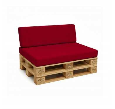 2er Set Palettenkissen - Sitzkissen 120x80 + Rückenkissen 120x40, Bordeaux