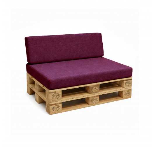 2er Set Palettenkissen - Sitzkissen 120x80 + Rückenkissen 120x40, Violett