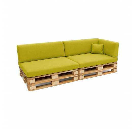 6er Set Palettenkissen - 2x Sitzkissen + 2x Rückenkissen + Seitenkissen + Dekokissen, Limettengrün