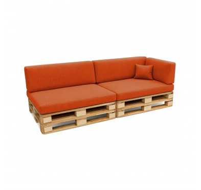 6er Set Palettenkissen - 2x Sitzkissen + 2x Rückenkissen + Seitenkissen + Dekokissen, Orange