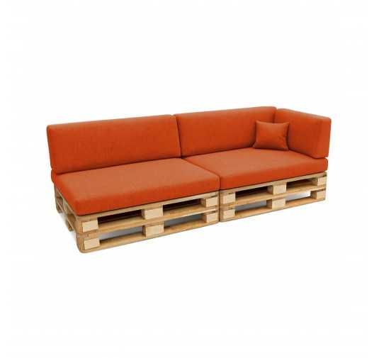 6er Set Palettenkissen - 2x Sitzkissen + 2x Rückenkissen + Seitenkissen + Dekokissen, Orange
