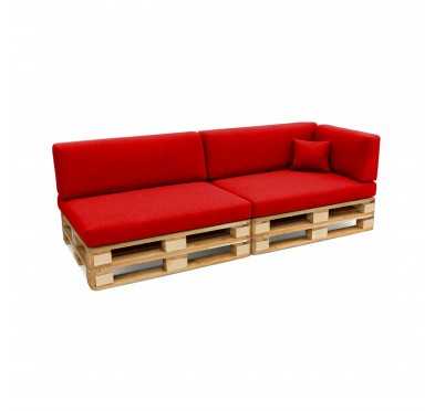 6er Set Palettenkissen - 2x Sitzkissen + 2x Rückenkissen + Seitenkissen + Dekokissen, Rot