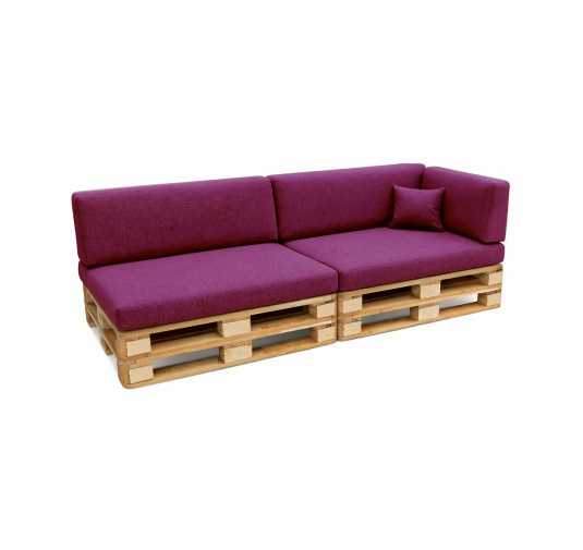 6er Set Palettenkissen - 2x Sitzkissen + 2x Rückenkissen + Seitenkissen + Dekokissen, Violett
