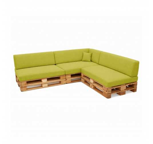 8er Set Palettenkissen - 3x Sitzkissen + 3x Rückenkissen + Seitenkissen + Dekokissen, Limettengrün
