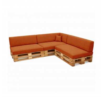 8er Set Palettenkissen - 3x Sitzkissen + 3x Rückenkissen + Seitenkissen + Dekokissen, Orange