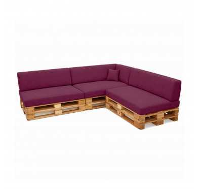 8er Set Palettenkissen - 3x Sitzkissen + 3x Rückenkissen + Seitenkissen + Dekokissen, Violett