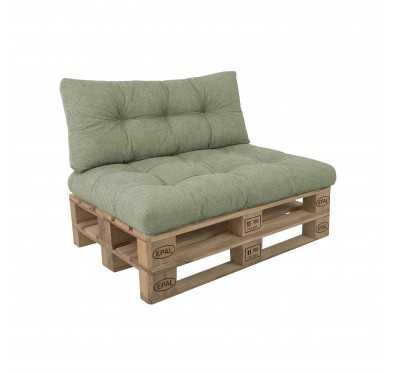 2er Set Palettenkissen - Sitzkissen 120x80 + Rückenkissen 120x40, Gesteppt, Grün
