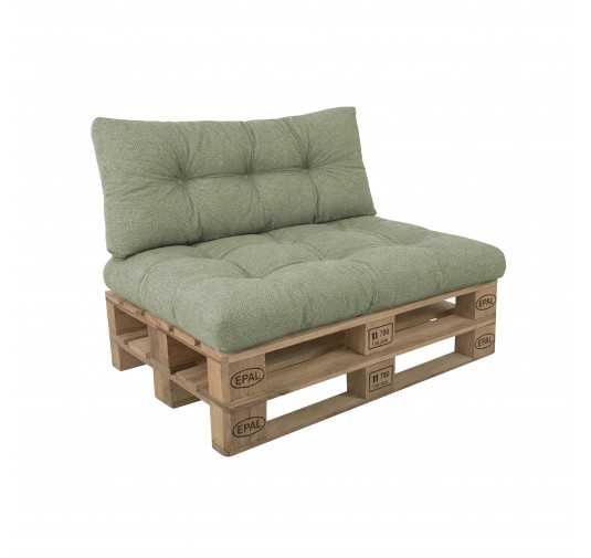 2er Set Palettenkissen - Sitzkissen 120x80 + Rückenkissen 120x40, Gesteppt, Grün