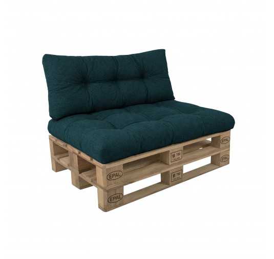 2er Set Palettenkissen - Sitzkissen 120x80 + Rückenkissen 120x40, Gesteppt, Dunkelgrün