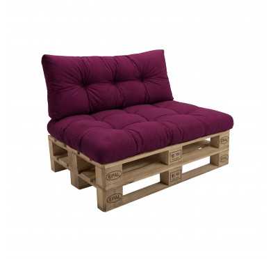 2er Set Palettenkissen - Sitzkissen 120x80 + Rückenkissen 120x40, Gesteppt, Violett