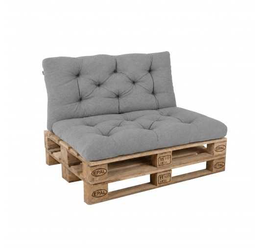 2er Set Palettenkissen - Sitzkissen 120x60 + Rückenkissen 120x60, Gesteppt, Grau