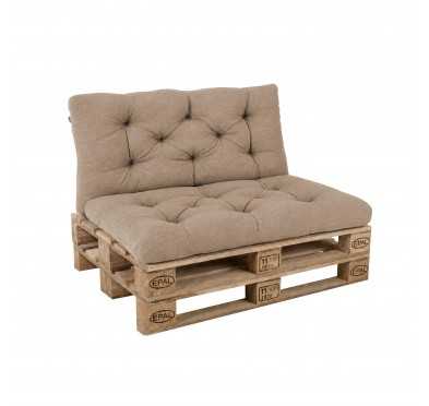 2er Set Palettenkissen - Sitzkissen 120x60 + Rückenkissen 120x60, Gesteppt, Beige