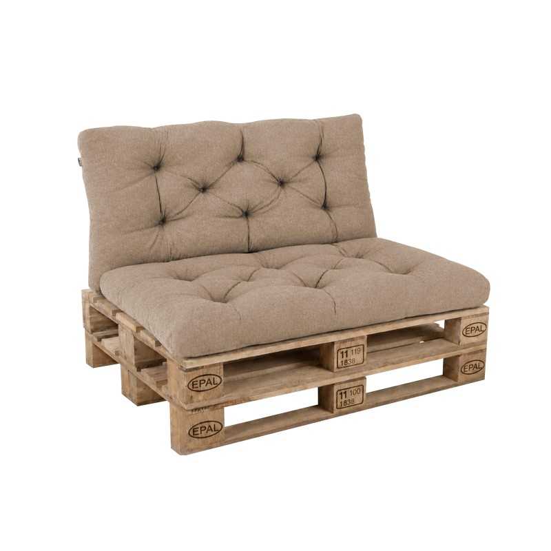 2er Set Palettenkissen - Sitzkissen 120x60 + Rückenkissen 120x60, Gesteppt, Beige