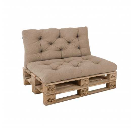 2er Set Palettenkissen - Sitzkissen 120x60 + Rückenkissen 120x60, Gesteppt, Beige