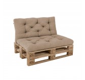 2er Set Palettenkissen - Sitzkissen 120x60 + Rückenkissen 120x60, Gesteppt, Beige