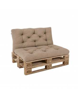 2er Set Palettenkissen - Sitzkissen 120x60 + Rückenkissen 120x60, Gesteppt, Beige