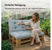 2er Set Palettenkissen - Sitzkissen 120x60 + Rückenkissen 120x60, Gesteppt, Beige