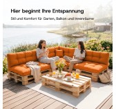 2er Set Palettenkissen - Sitzkissen 120x60 + Rückenkissen 120x60, Gesteppt, Beige