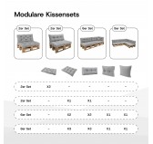 2er Set Palettenkissen - Sitzkissen 120x60 + Rückenkissen 120x60, Gesteppt, Beige