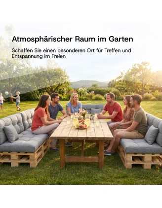 2er Set Palettenkissen - Sitzkissen 120x60 + Rückenkissen 120x60, Gesteppt, Beige