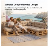 2er Set Palettenkissen - Sitzkissen 120x60 + Rückenkissen 120x60, Gesteppt, Beige
