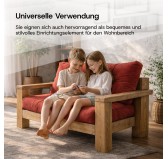 2er Set Palettenkissen - Sitzkissen 120x60 + Rückenkissen 120x60, Gesteppt, Beige