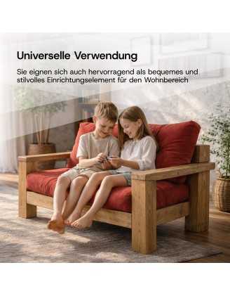 2er Set Palettenkissen - Sitzkissen 120x60 + Rückenkissen 120x60, Gesteppt, Beige