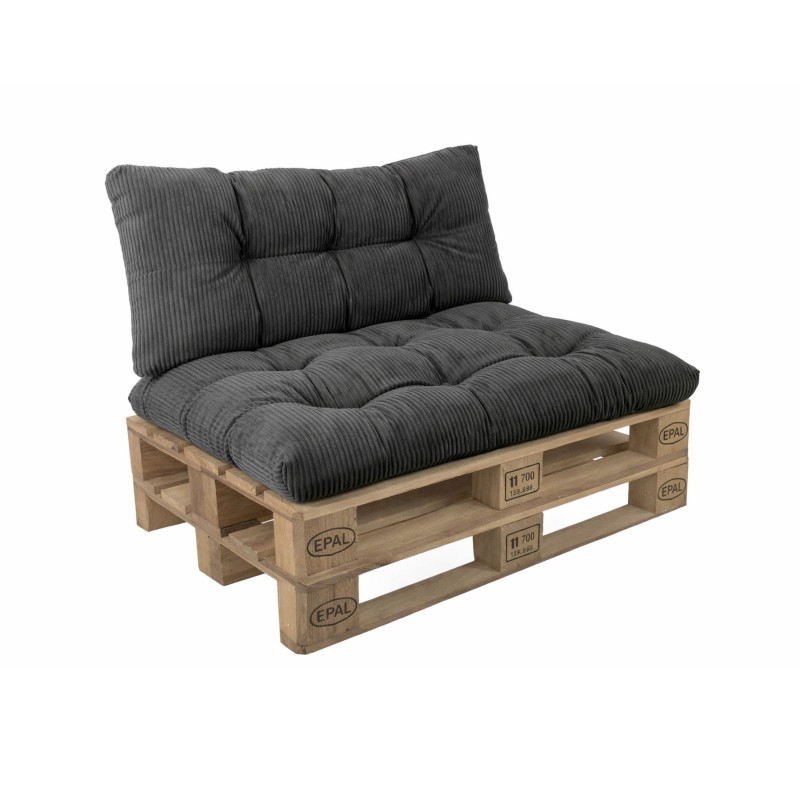 2er Set Palettenkissen | Gesteppt | Cordstoff | Farbe Dunkelgrau