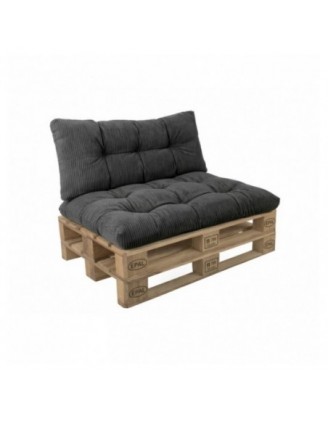 2er Set Palettenkissen | Gesteppt | Cordstoff | Farbe Dunkelgrau